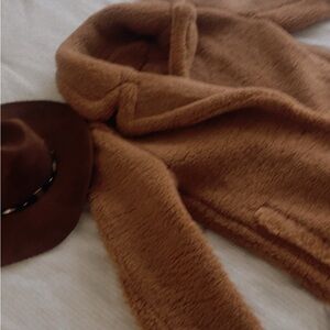 Plush Teddy Coat in Light Brown